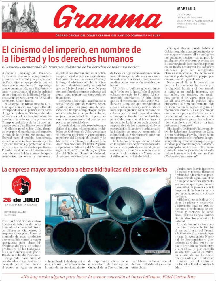 Portada de Granma (Cuba)