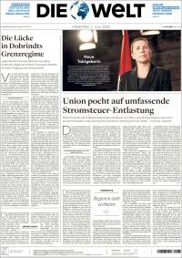 Portada de Die Welt (Germany)