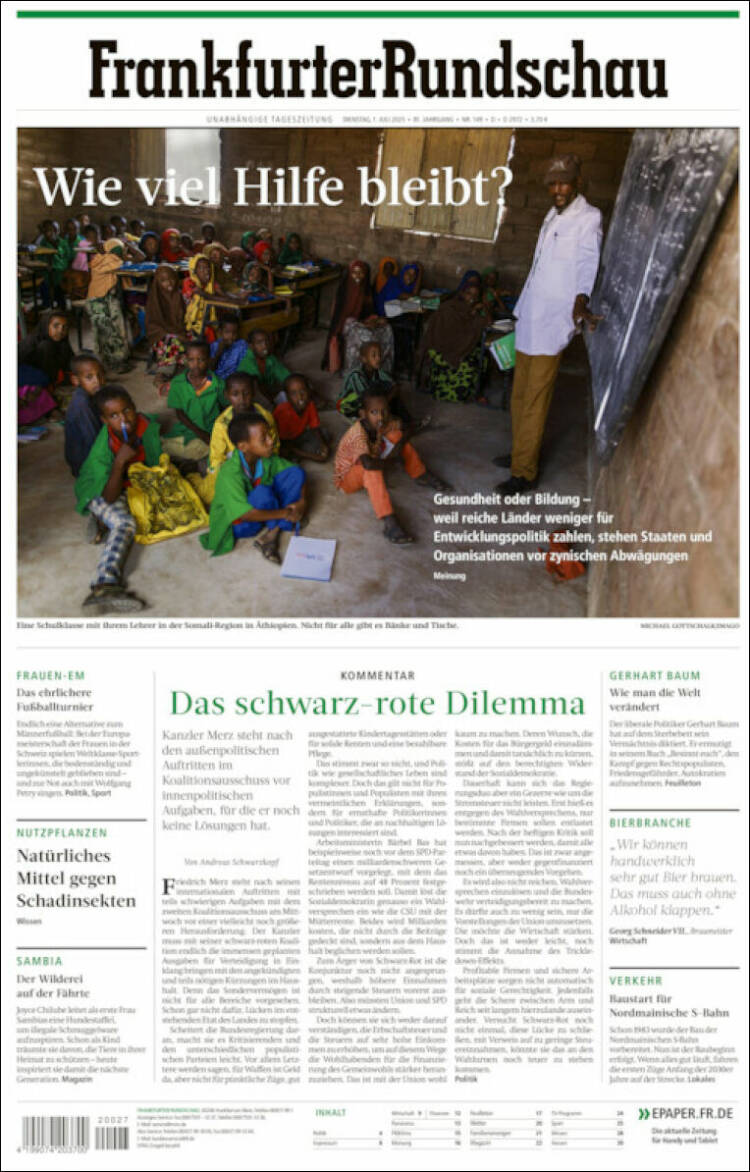 Portada de Frankfurter Rundschau (Germany)