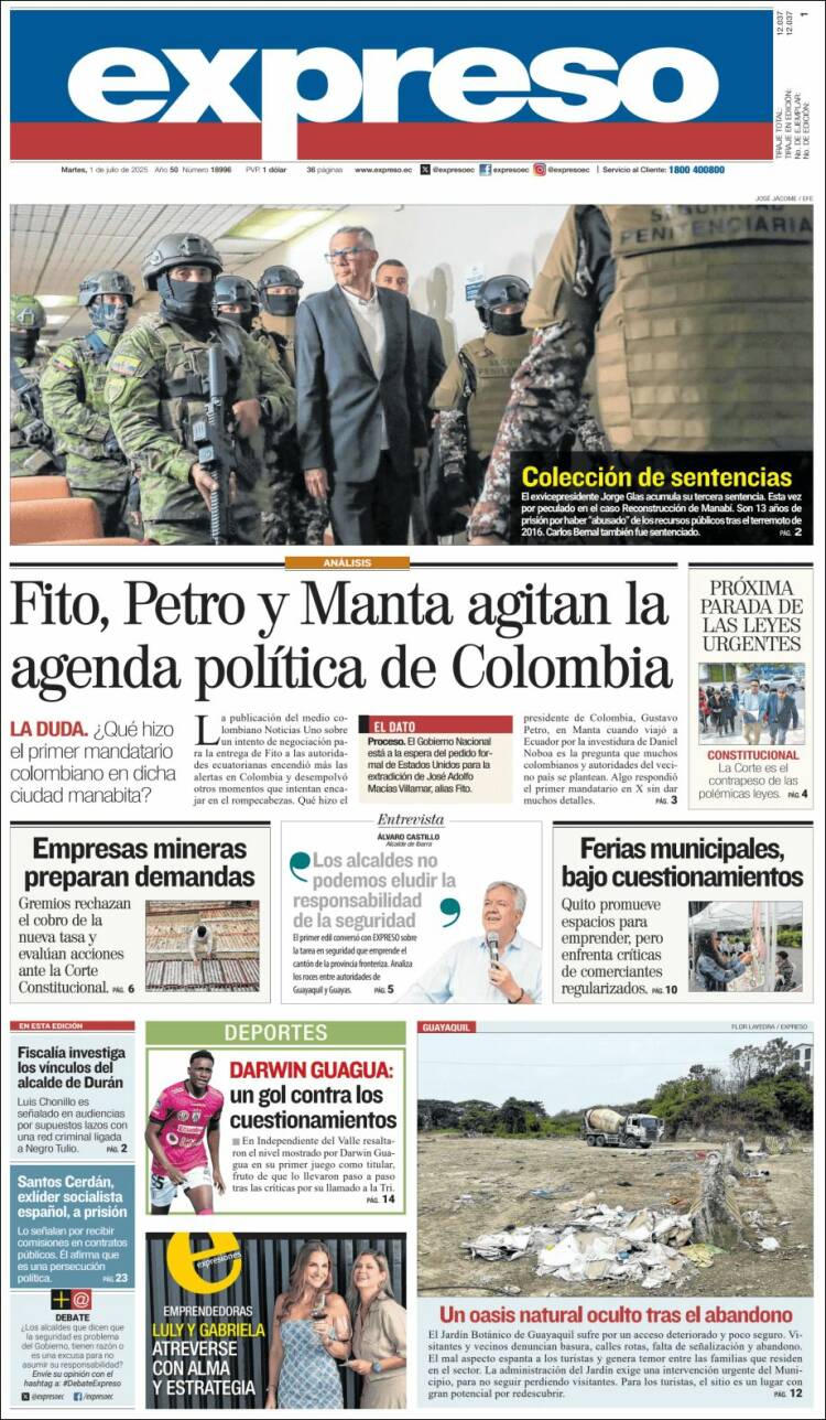 Portada de Expreso (Ecuador)