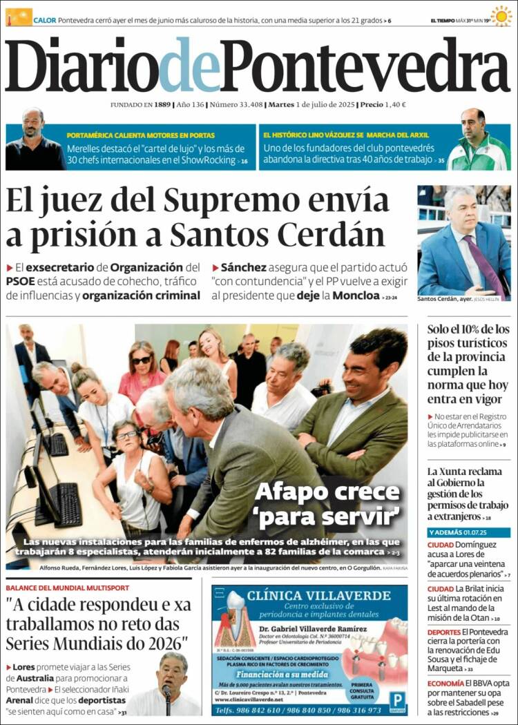 Portada de Diario de Pontevedra (Espagne)
