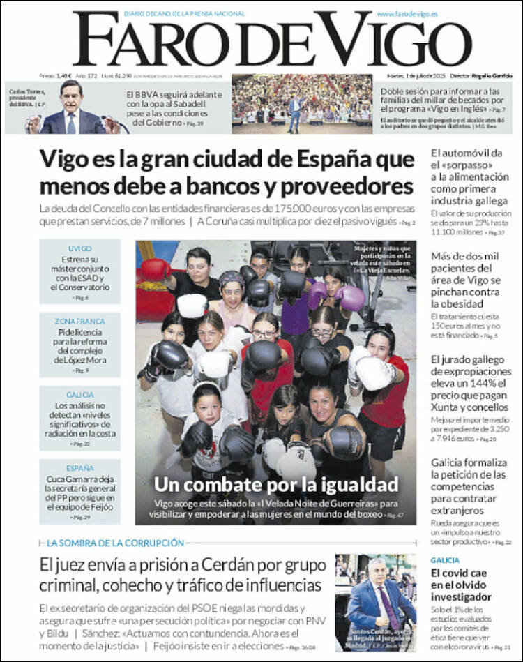 Portada de Faro de Vigo (Espagne)