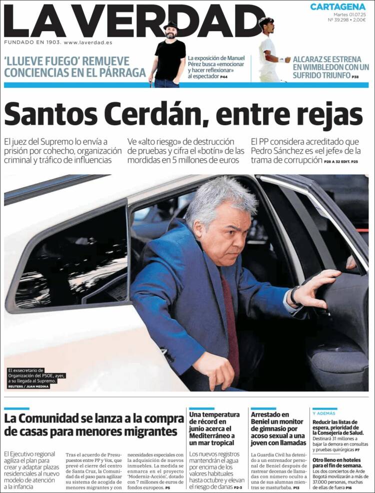 Portada de La Verdad de Cartagena (Espagne)