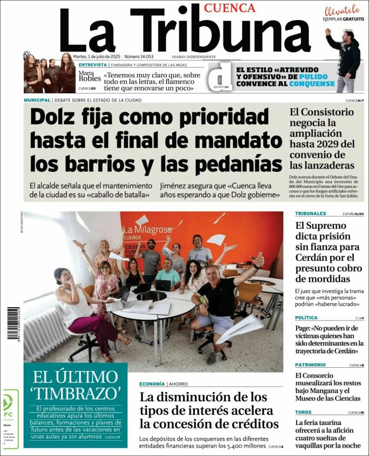 Portada de La Tribuna de Cuenca (Spain)