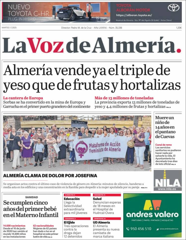 Portada de La Voz de Almería (España)