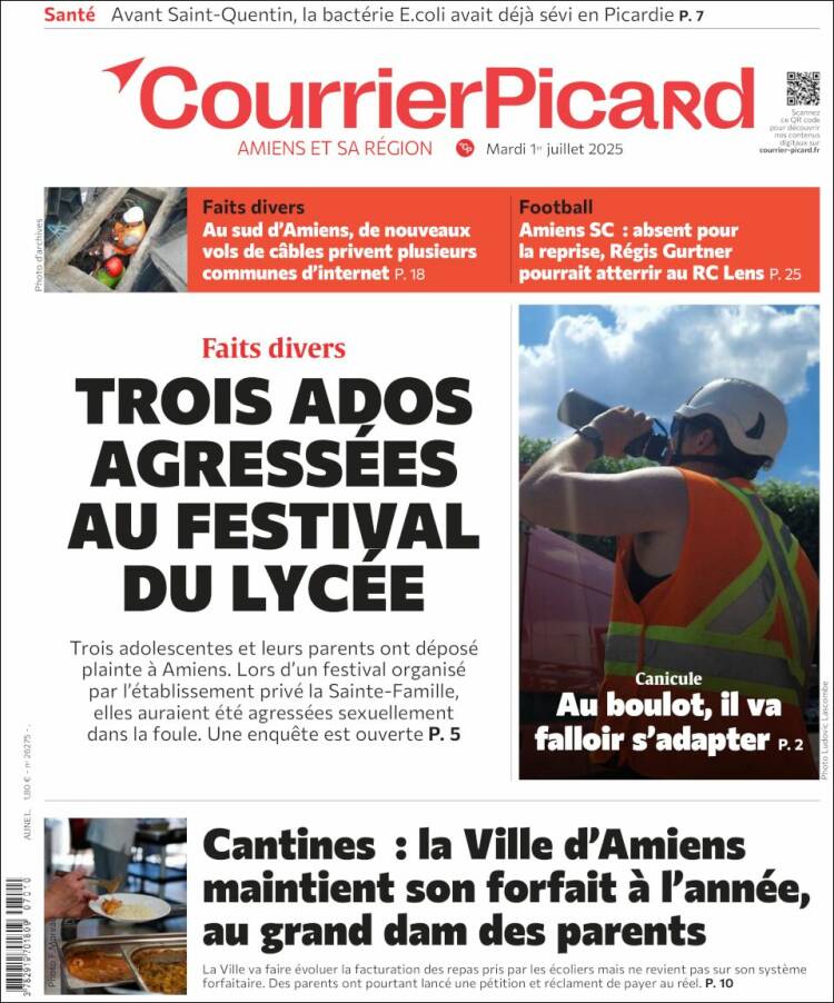 Portada de Courrier Picard (Francia)