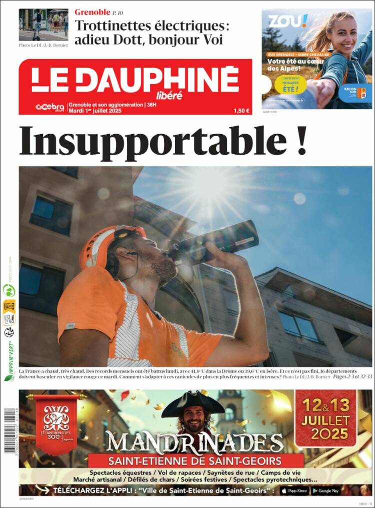 Portada de Le Dauphiné Libéré (France)