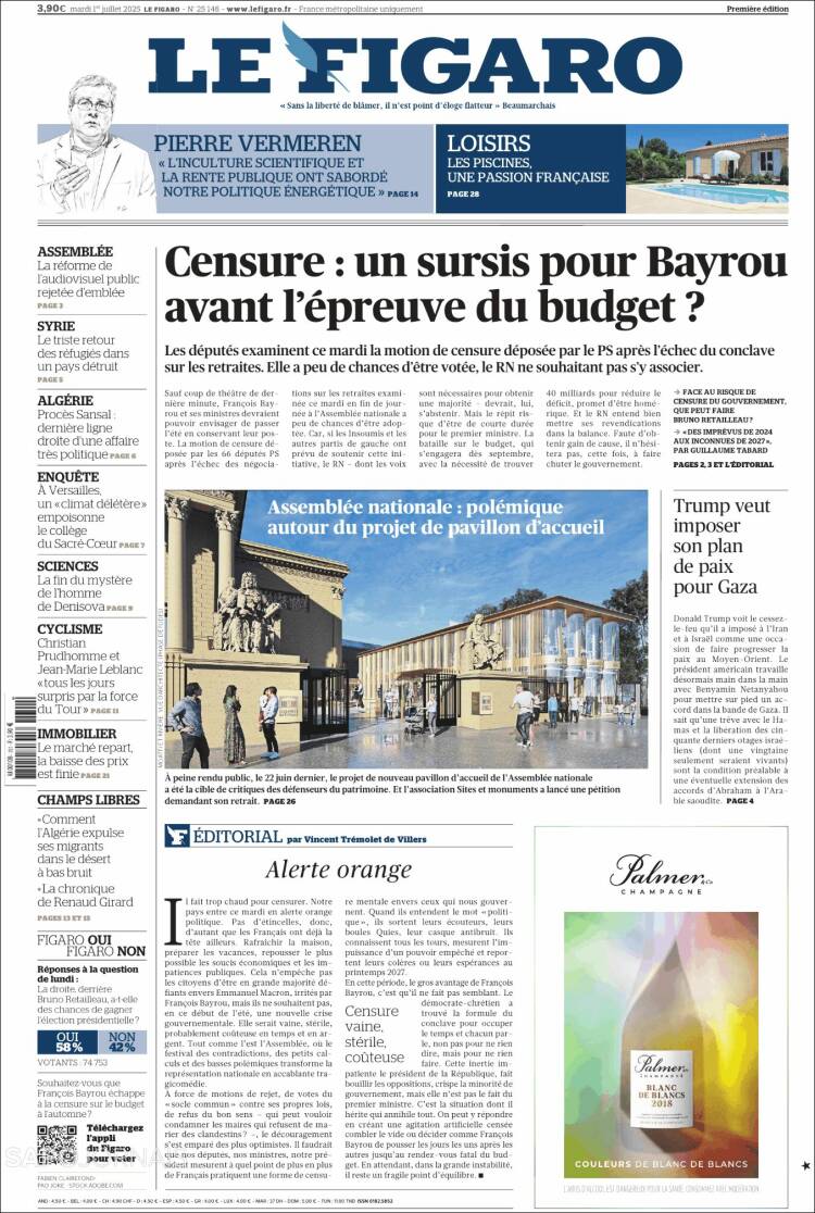 Portada de Le Figaro (Francia)