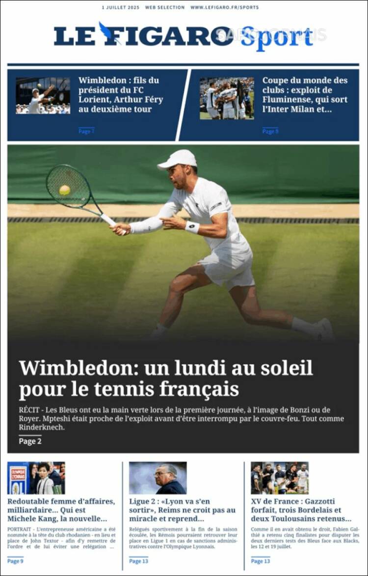 Portada de Le Figaro Sport (Francia)