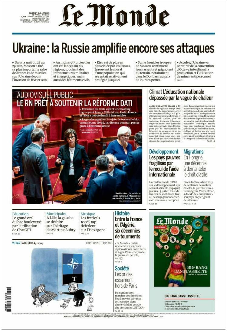 Portada de Le Monde (Francia)