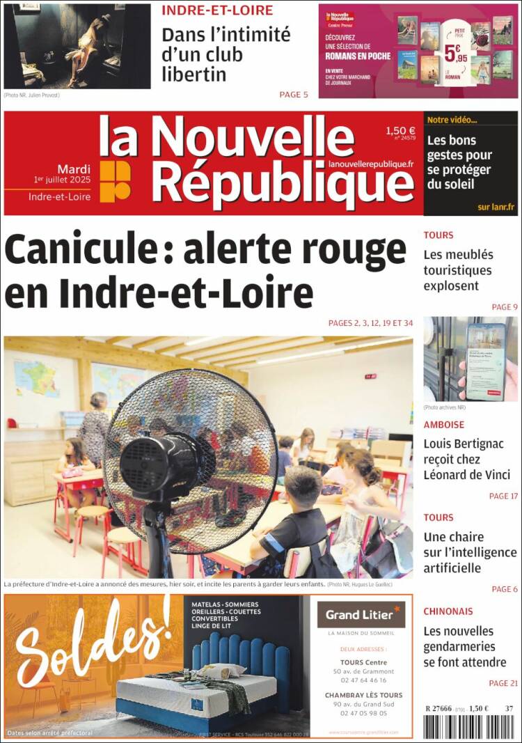 Portada de La Nouvelle Republique (France)