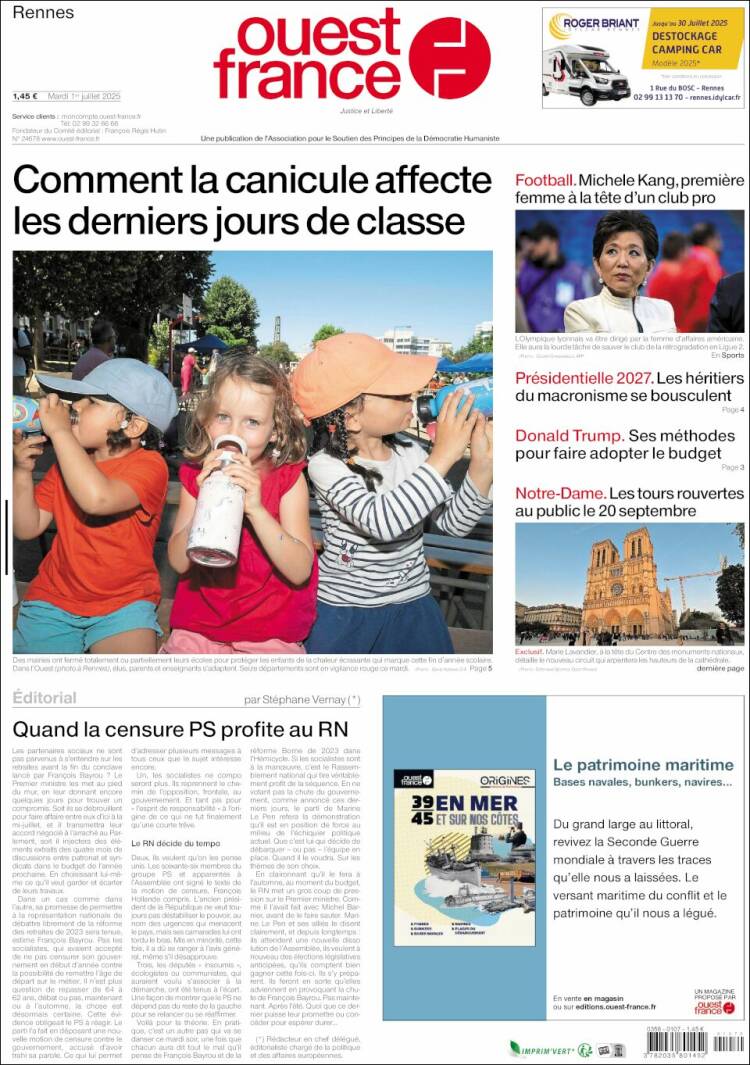 Portada de Ouest France (Francia)
