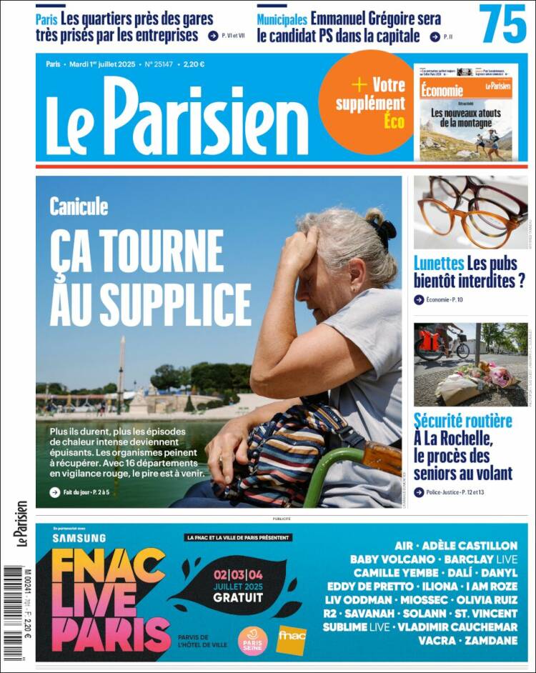 Portada de Le Parisien (Francia)