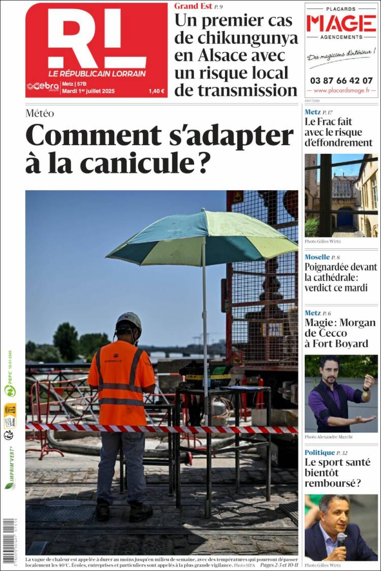Portada de Le Republicain Lorrain (France)