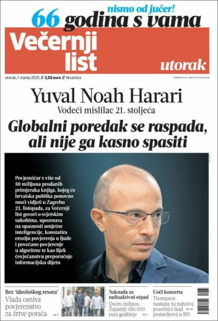 Portada de Večernji (Croatia)