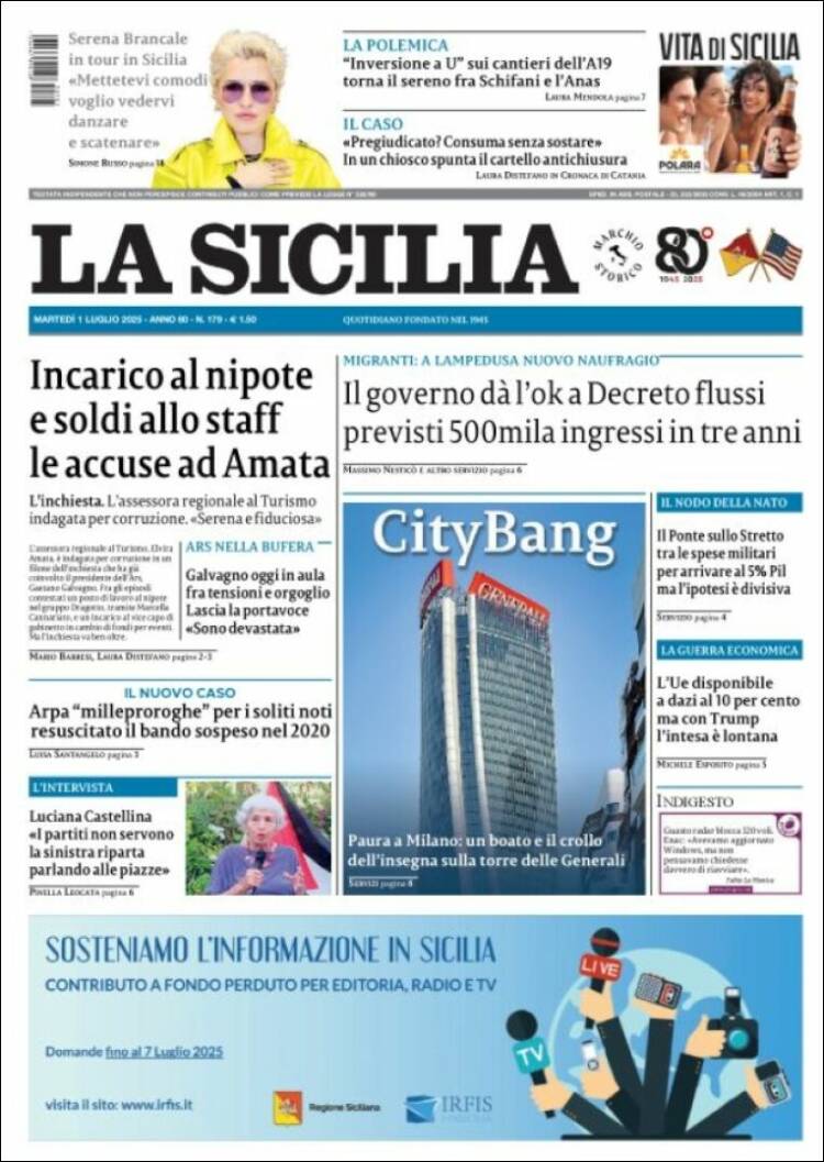 Portada de La Sicilia (Italy)
