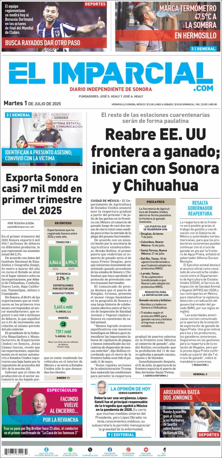 Portada de El Imparcial (México)