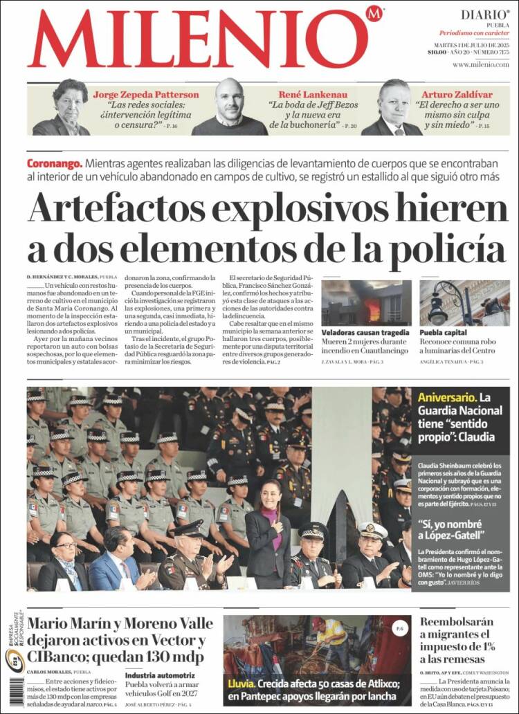 Portada de Milenio de Puebla (México)