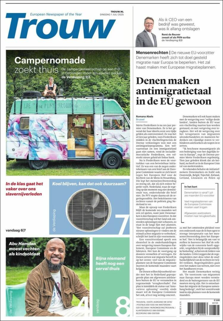 Portada de Trouw (Países Bajos)