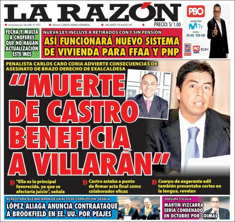 Portada de La Razón (Peru)