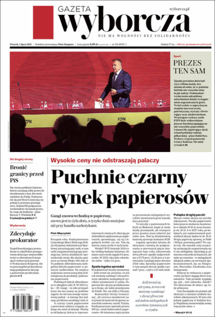 Portada de Gazeta Wyborcza (Polonia)