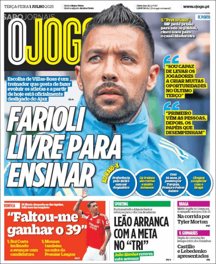Portada de O Jogo (Portugal)