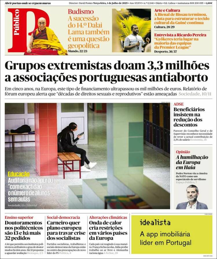 Portada de Público (Portugal)