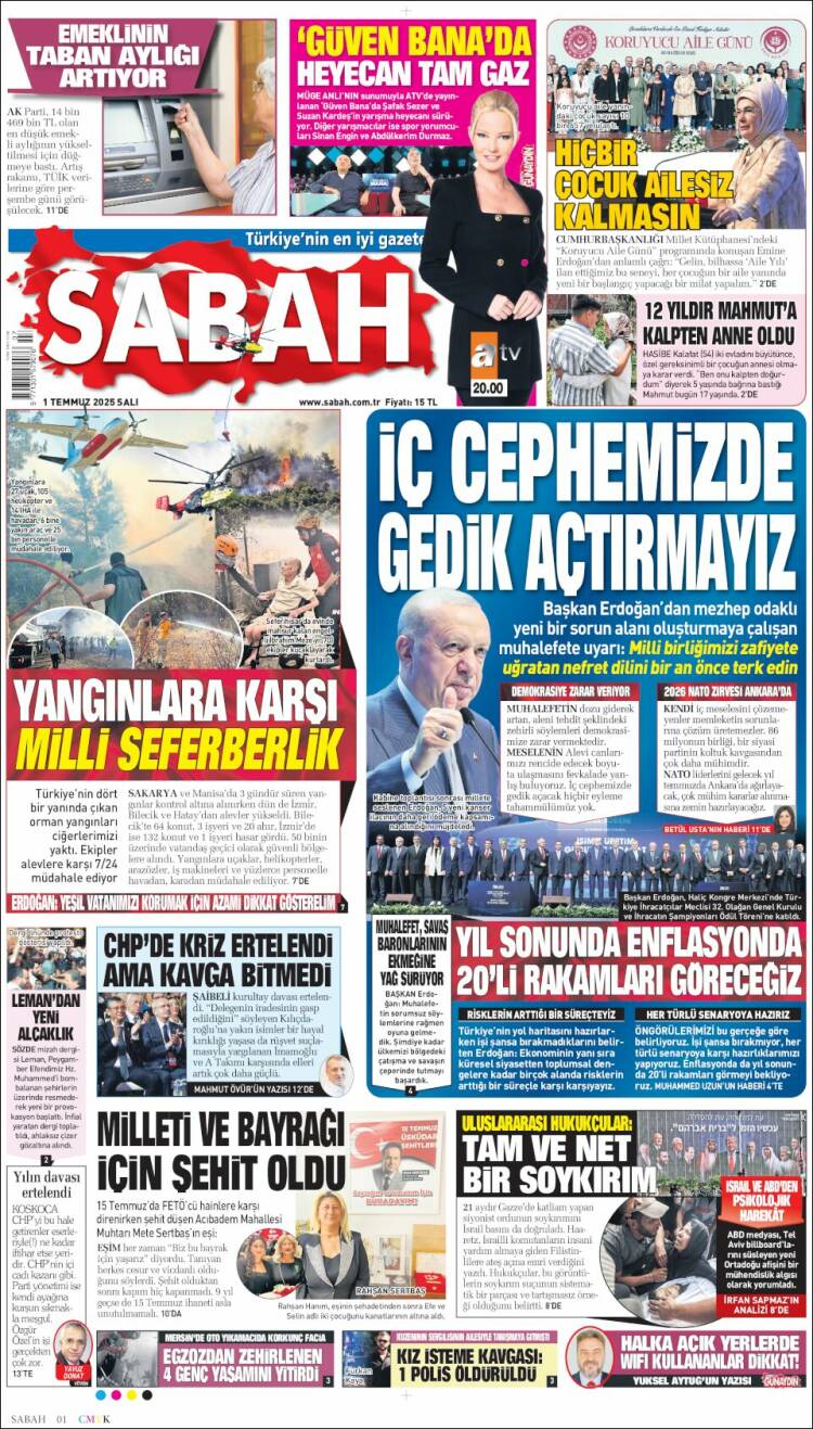 Portada de Sabah (Turquía)