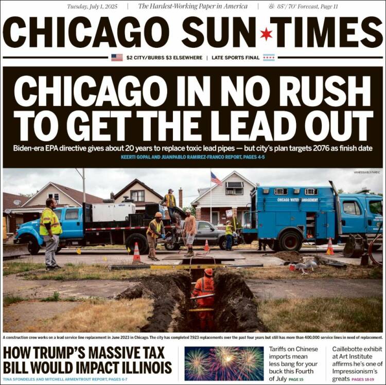 Portada de Chicago Sun-Times (États-Unis)