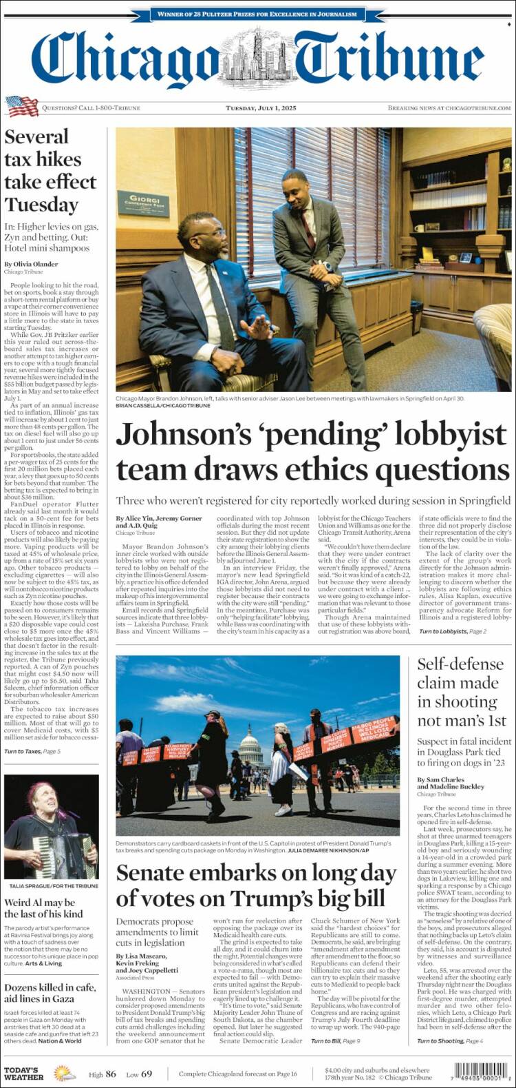 Portada de Chicago Tribune (États-Unis)