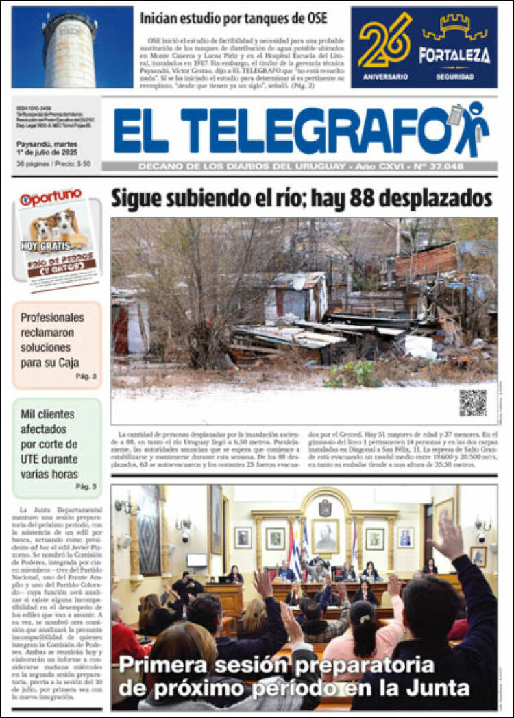 Portada de El Telégrafo (Uruguay)