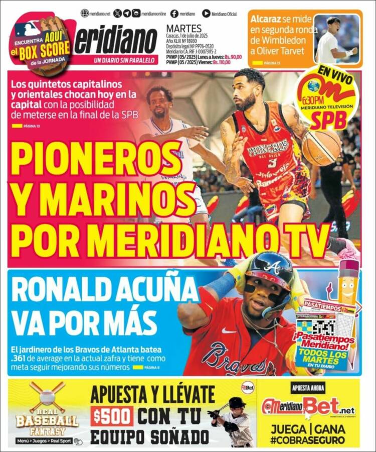Portada de Meridiano (Venezuela)