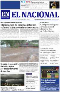 Portada de El Nacional (Venezuela)