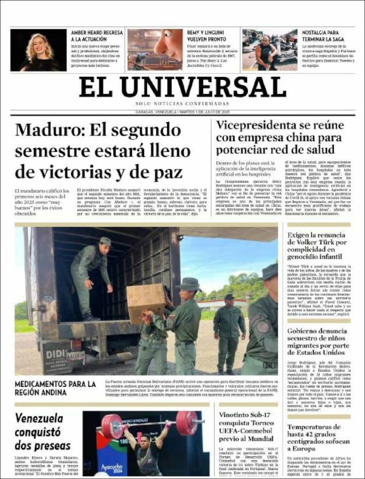 Portada de Universal (Venezuela)