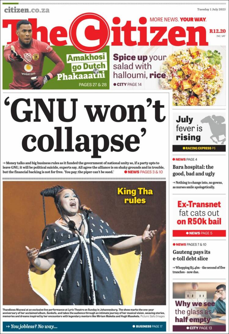 Portada de The Citizen (Sudáfrica)