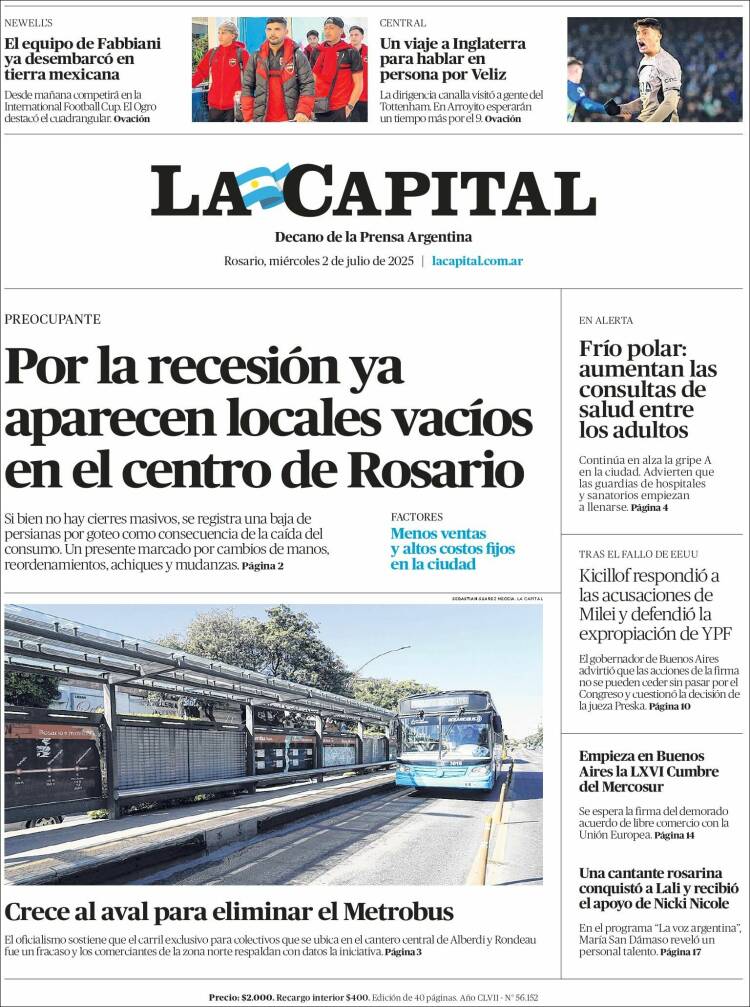 Portada de La Capital - Rosario (Argentina)