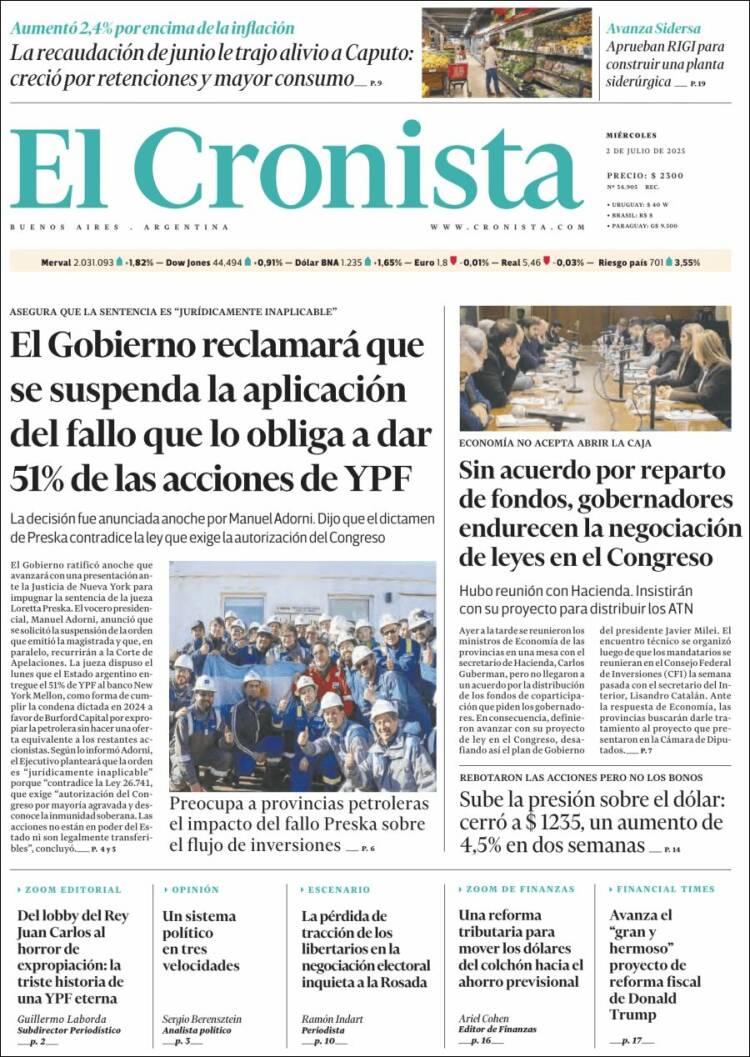 Portada de El Cronista Comercial (Argentina)