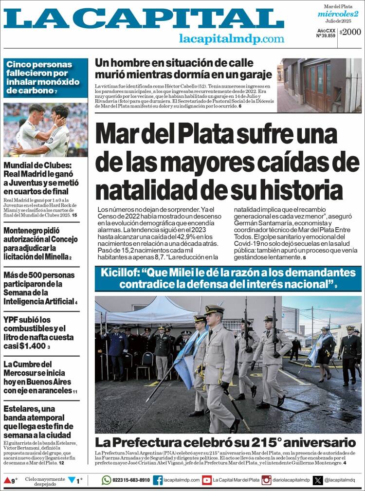 Portada de Diario La Capital - Mar del Plata (Argentina)