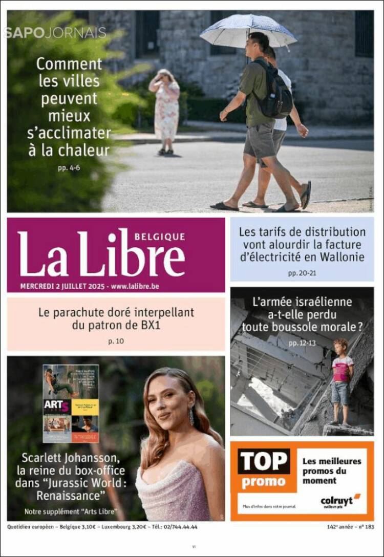 Portada de La Libre.be (Bélgica)