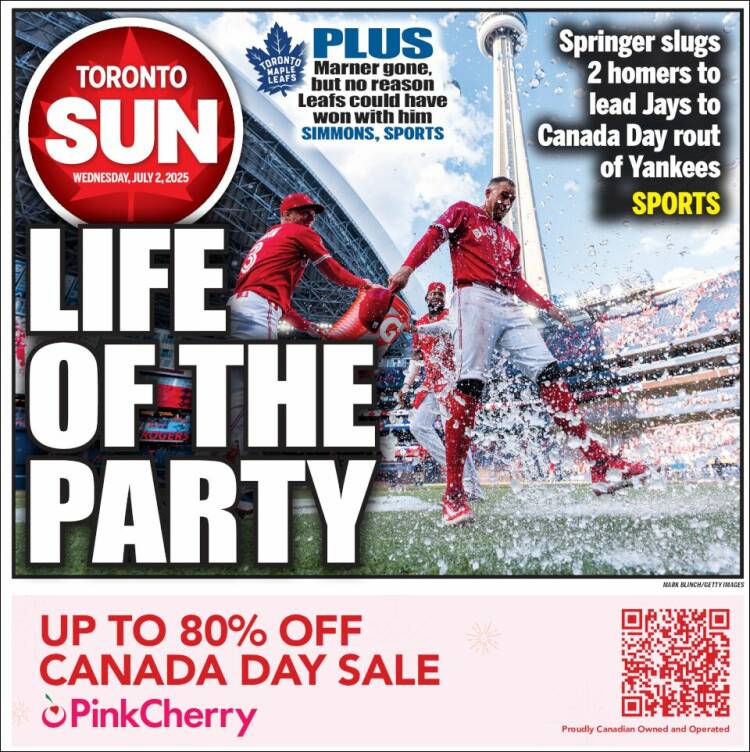 Portada de The Toronto Sun (Canada)