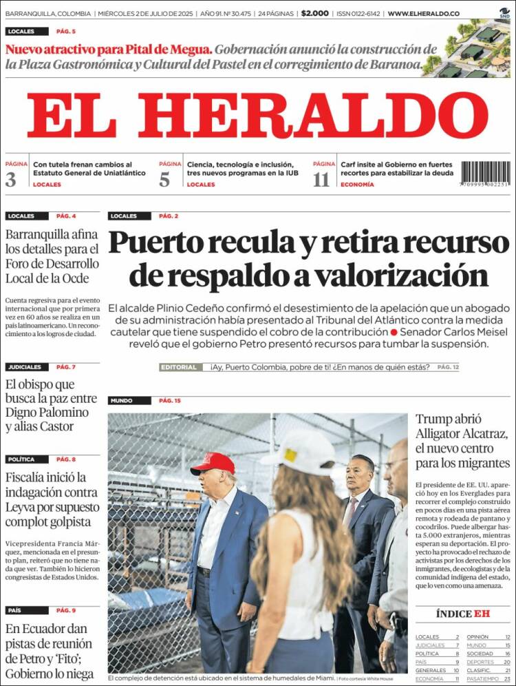 Portada de El Heraldo (Colombia)