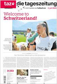 Portada de Die Tageszeitung (Allemagne)