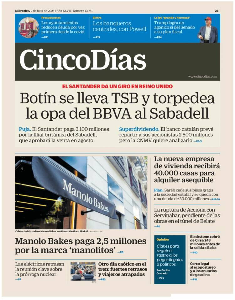 Portada de Cinco Días (España)