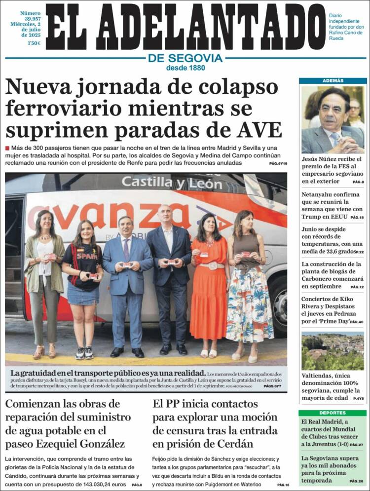 Portada de El Adelantado de Segovia (España)