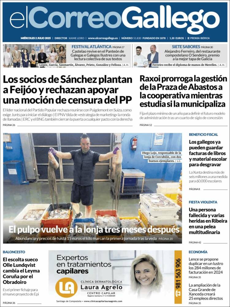 Portada de El Correo Gallego (España)