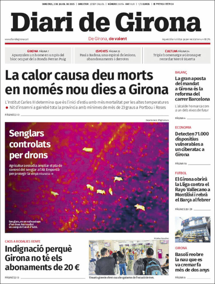 Portada de Diari de Girona (España)