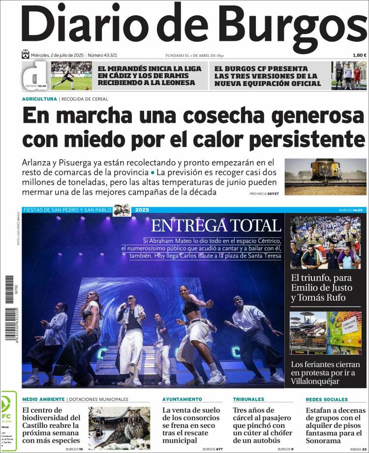 Portada de Diario de Burgos (Spain)