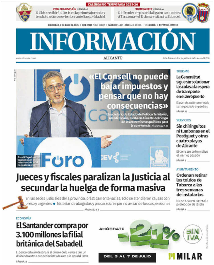 Portada de Diario Información (España)