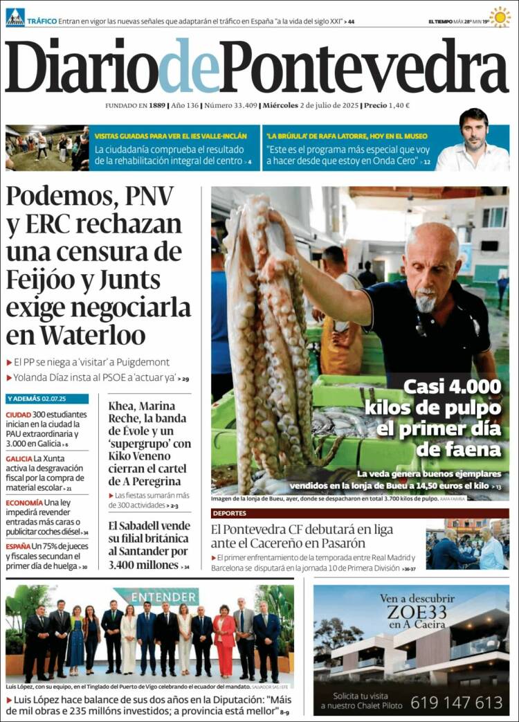 Portada de Diario de Pontevedra (España)