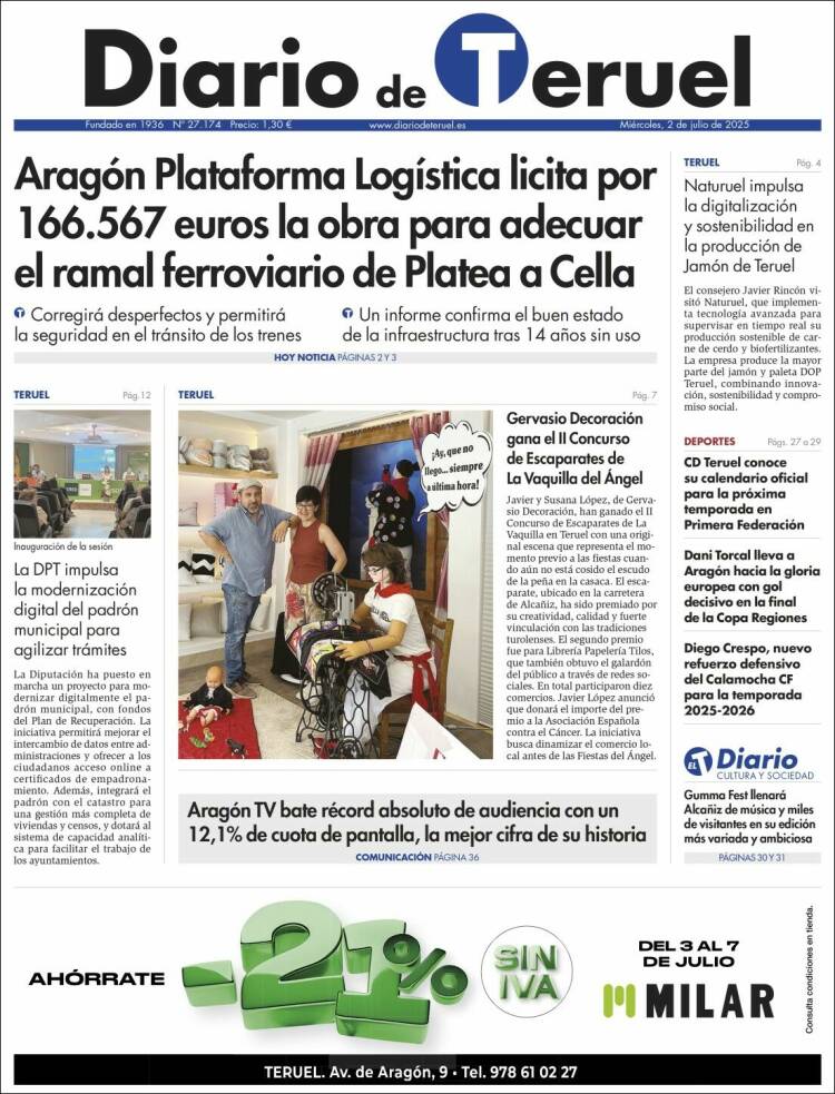 Portada de Diario de Teruel (España)